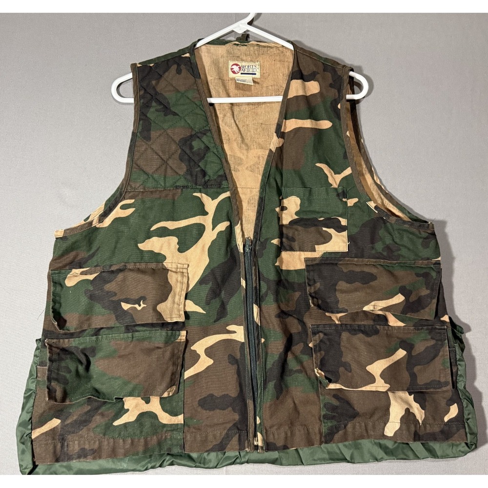 Sports Afield Army Camouflage Hunting Shotgun Utility XL Vest Vintage X-Large
